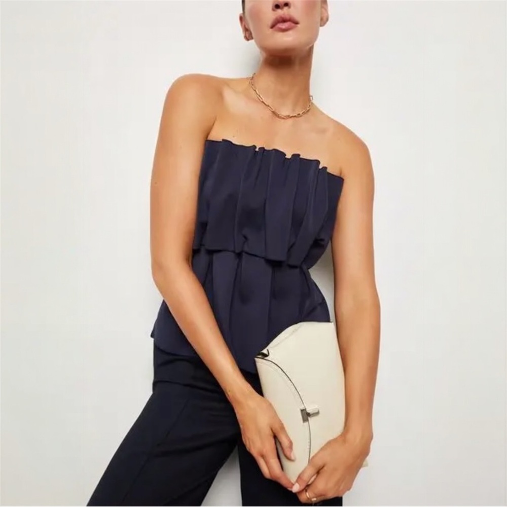 House of Dagmar Sculpted Tube Top Navy Blue Size XS